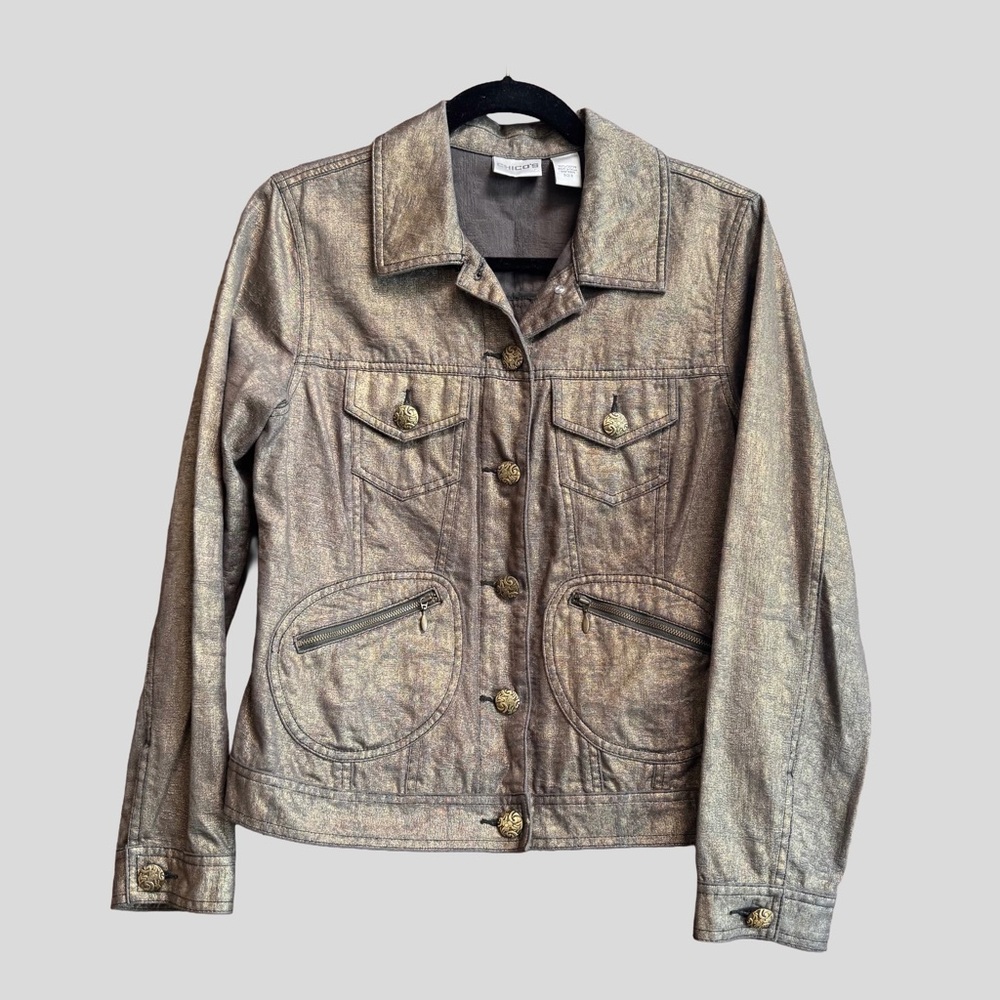 Chico's Metallic Gold Jean Jacket
